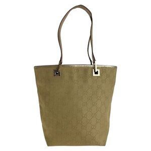 Gucci Gold GG Canvas Leather 002 1099 Tote Bag